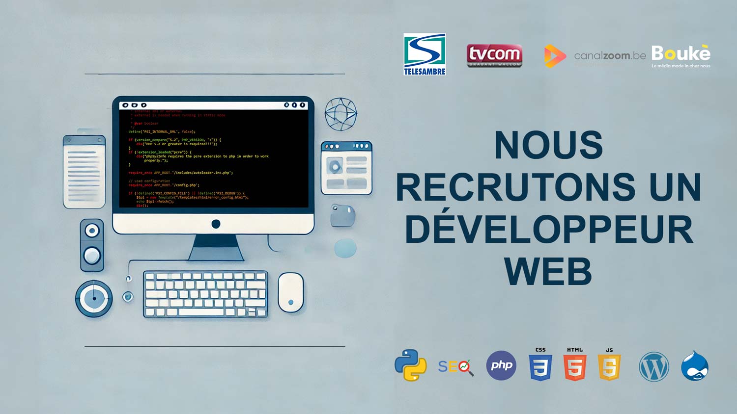 Avis de recrutement Développeur Web (H-F-X) (Télésambre)