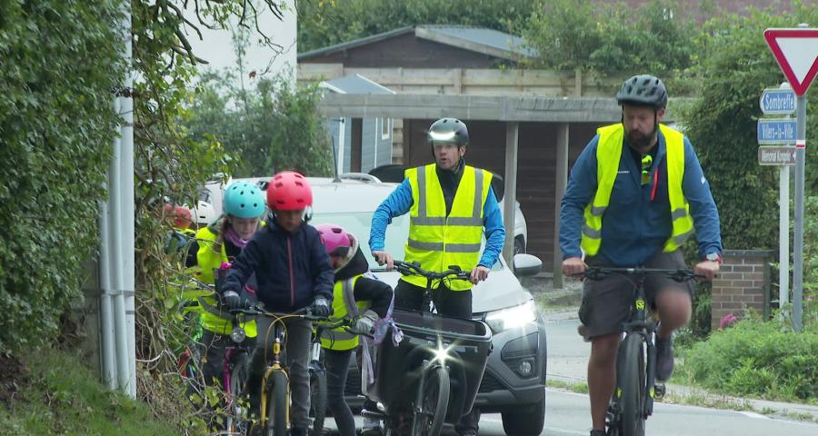 Un Vélobus à l'école de Gentinnes pour la semaine de la Mobilité